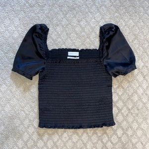 Black Smocked Tee with puffy sleeves